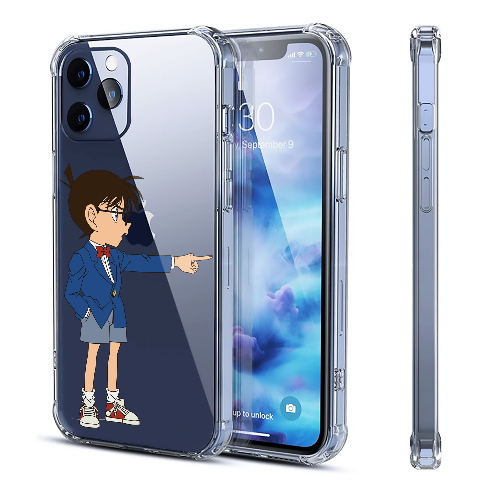 （画像用） 名探偵コナン 江戸川 コナン Detective Conan Conan Edogawa 【iPhone 12シリーズ対応】透明スマホケース（クリアソフトケース）